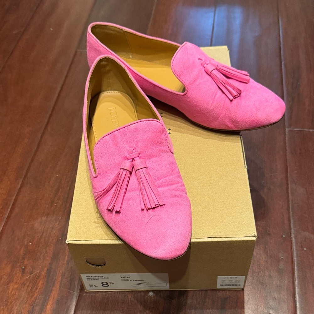 J Crew Pink Tassel Loafers